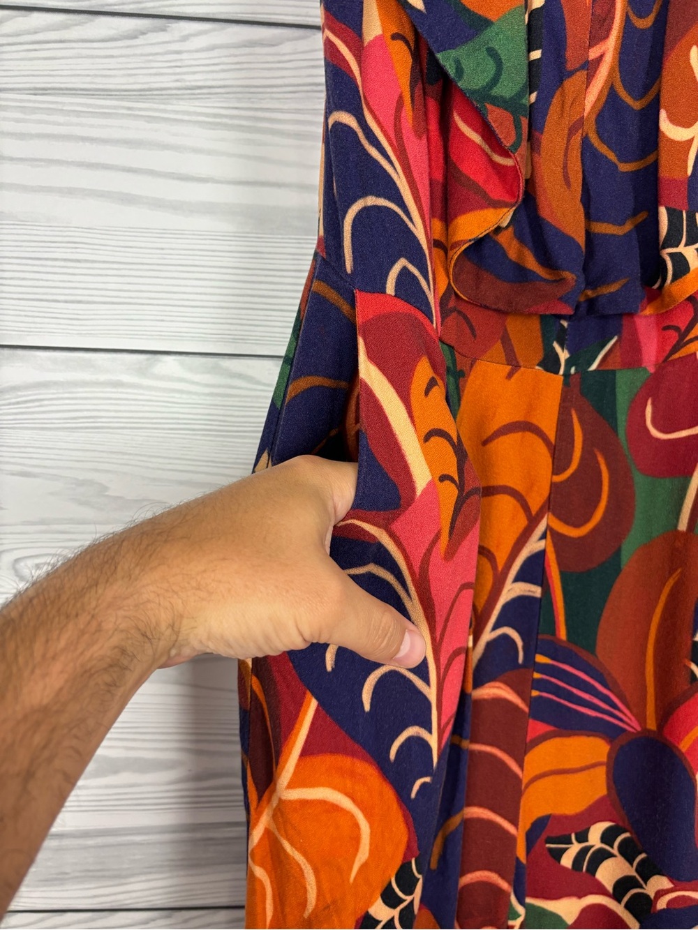 FARM Rio for Anthropologie abstract ruffled jumpsuit size XS colorful - Picture 6 of 14